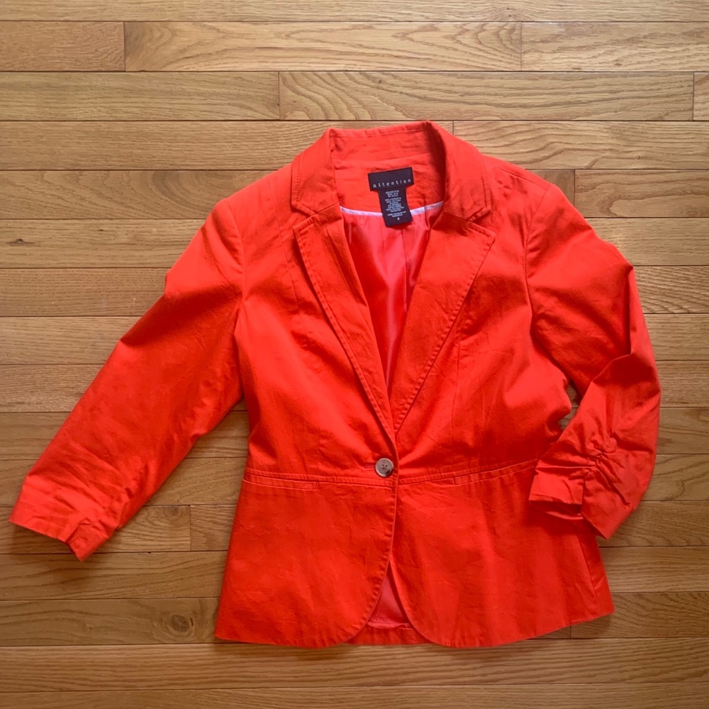 Neon Orange Formal Single Button Blazer